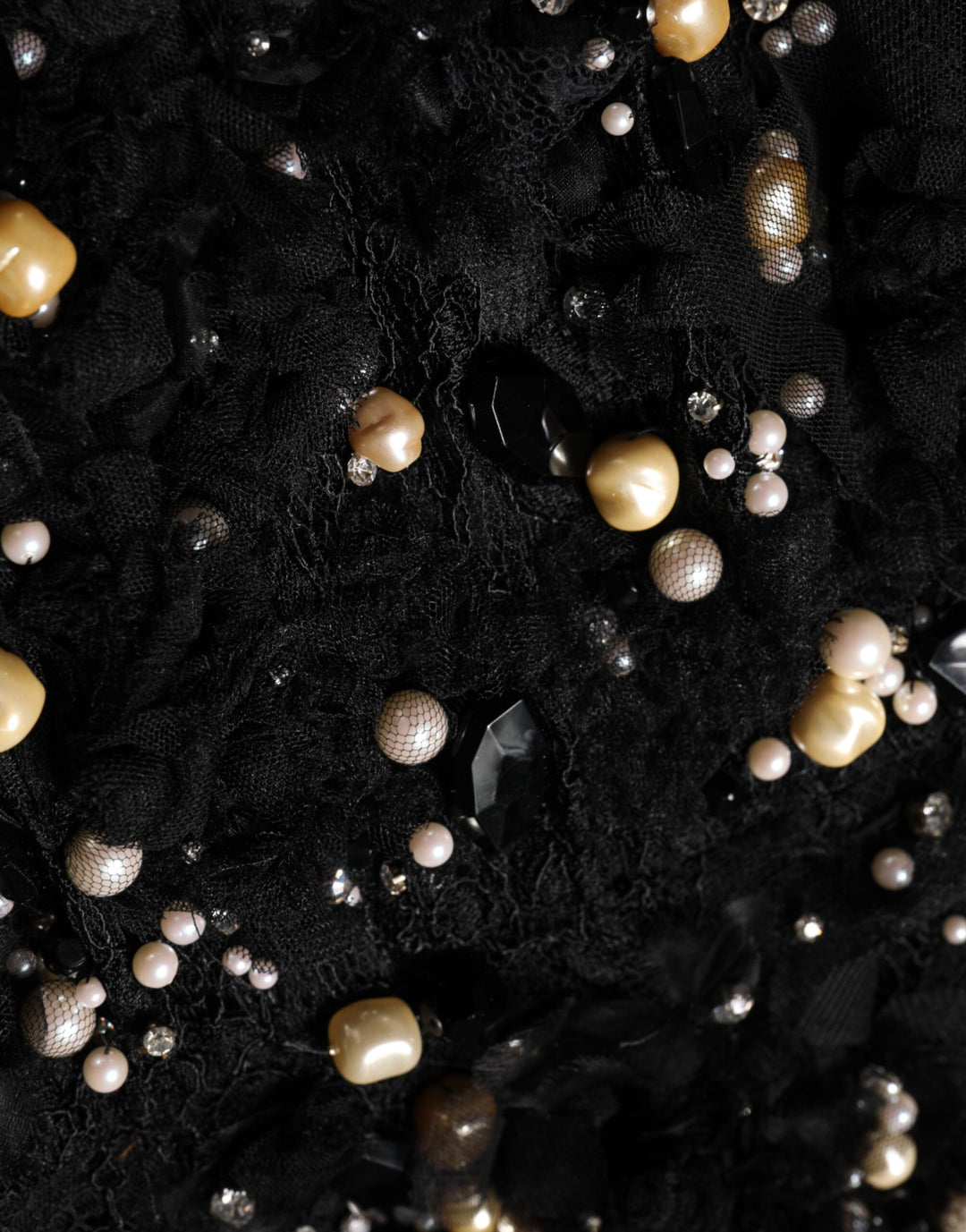 Dolce &amp; Gabbana Black Viscose Pearl Embellishment Shift Dress