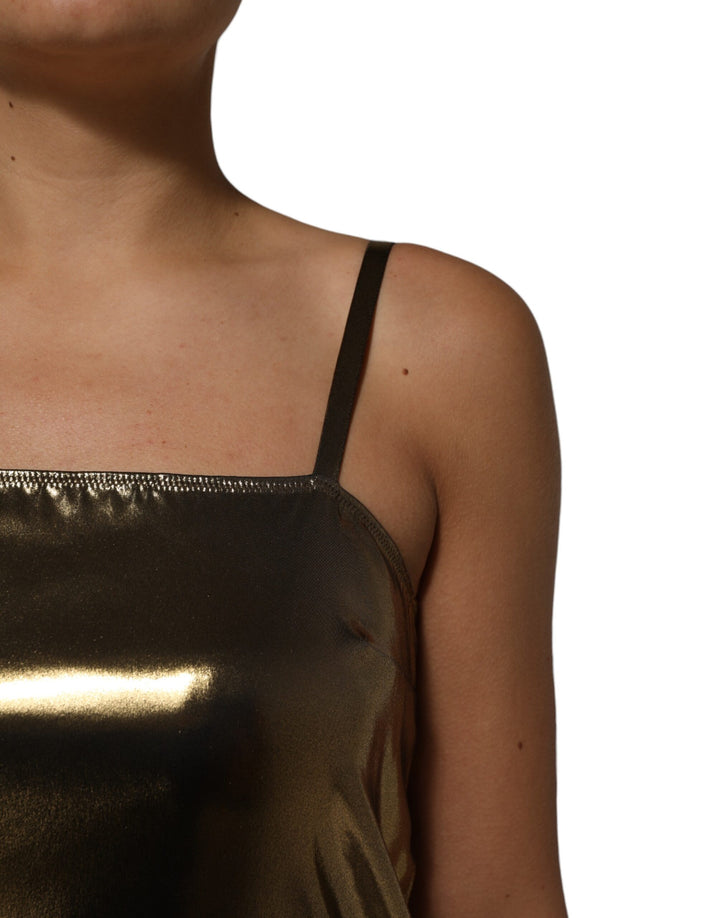 Dolce &amp; Gabbana Metallic Gold Sleeveless A-line Mini Dress