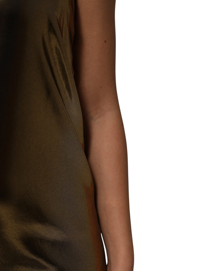 Dolce &amp; Gabbana Metallic Gold Sleeveless A-line Mini Dress