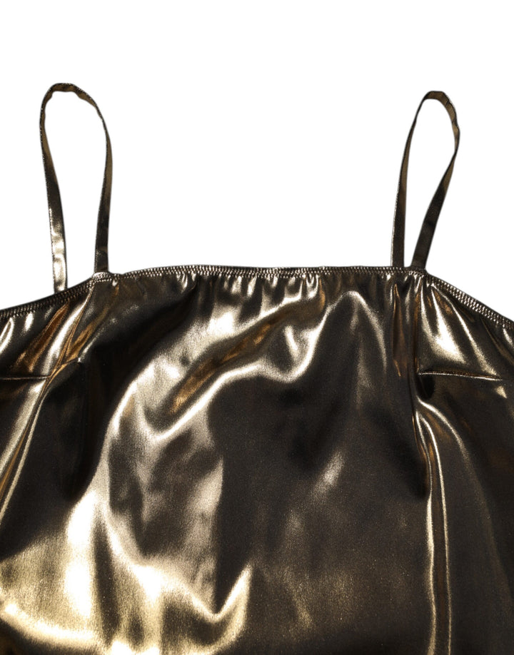 Dolce &amp; Gabbana Metallic Gold Sleeveless A-line Mini Dress