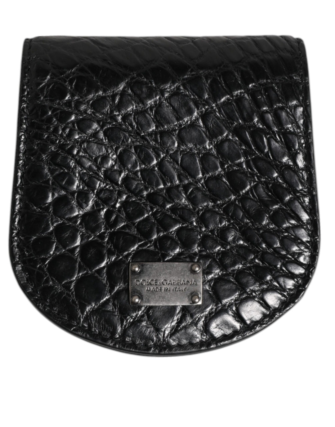 Dolce &amp; Gabbana Black Exotic Skin Coin Condom Case Holder Pocket Wallet