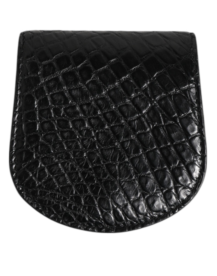 Dolce &amp; Gabbana Black Exotic Skin Coin Condom Case Holder Pocket Wallet