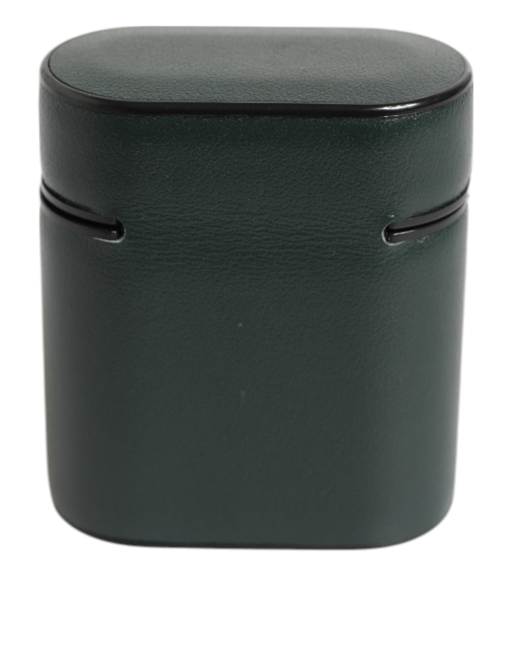 Dolce &amp; Gabbana Black Leather Logo Print Flip Holder Men Airpods Case