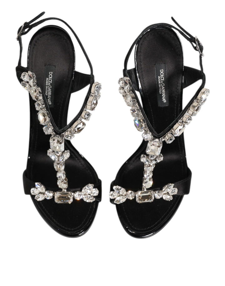 Dolce &amp; Gabbana Black Keira Crystals Heels Sandals Shoes