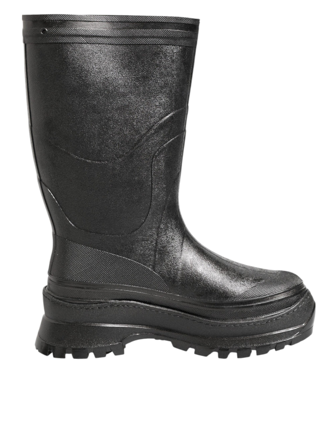 Dolce &amp; Gabbana Metallic Black Pull On Rain Boots Men Shoes