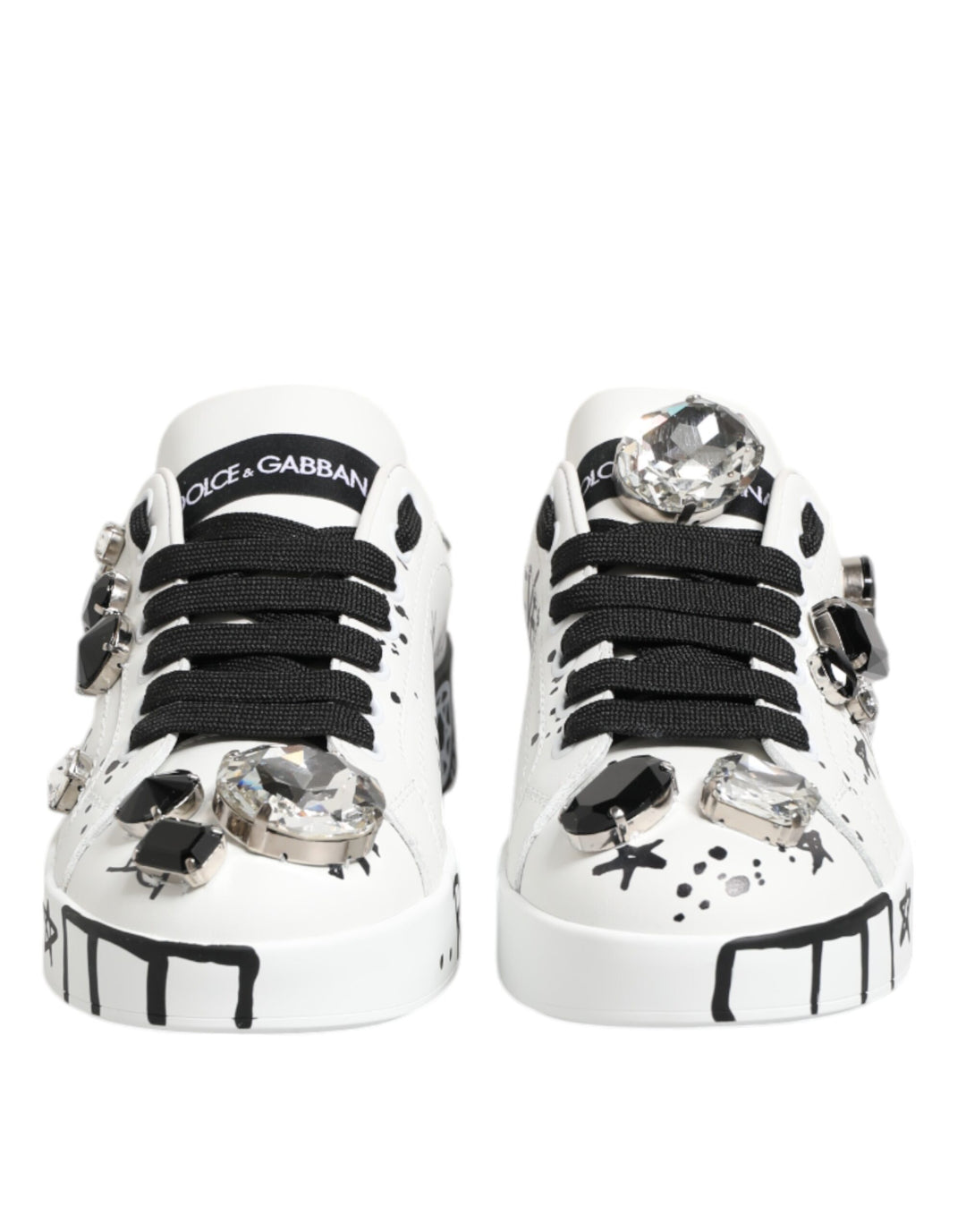 Dolce & Gabbana White Portofino Crystal Sneakers  Shoes