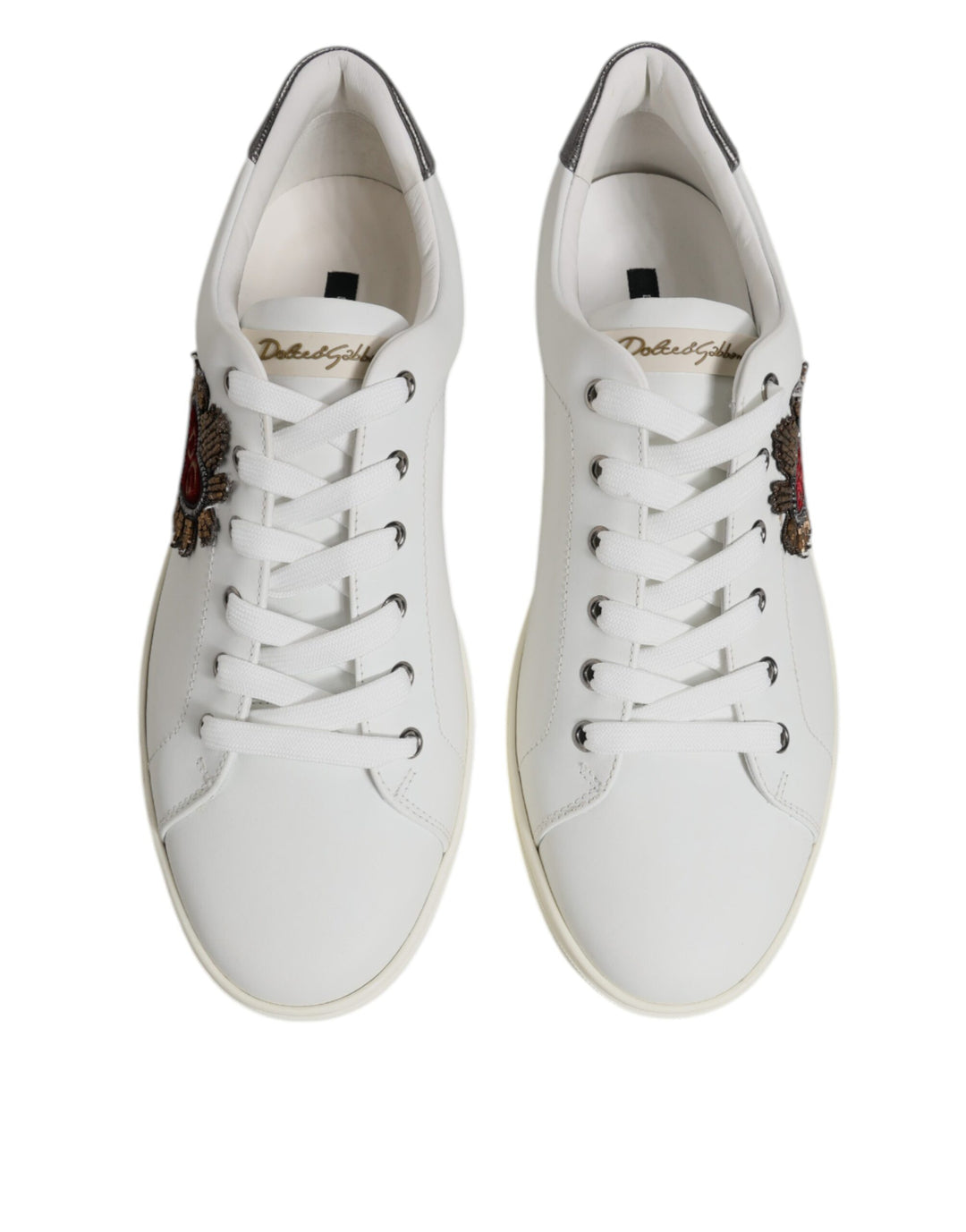 Dolce &amp; Gabbana White Sacred Heart Men Low Top Sneakers Shoes