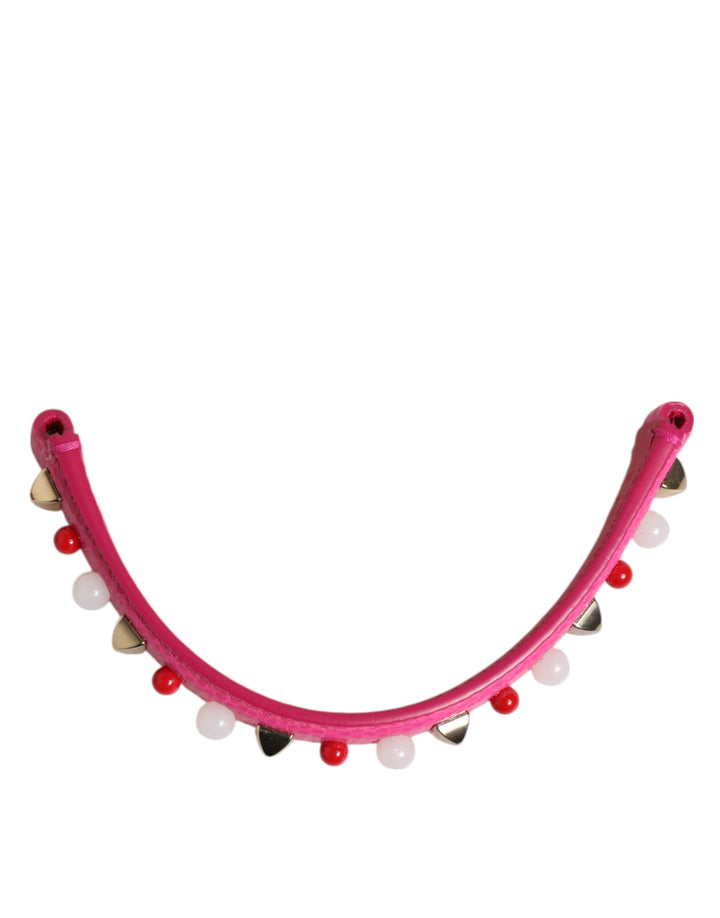 Dolce &amp; Gabbana Pink Embellished Leather Bag Handle Women Shoulder Strap