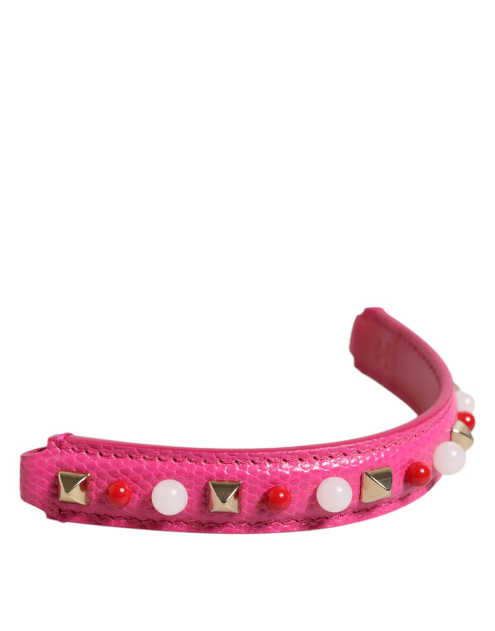 Dolce &amp; Gabbana Pink Embellished Leather Bag Handle Women Shoulder Strap