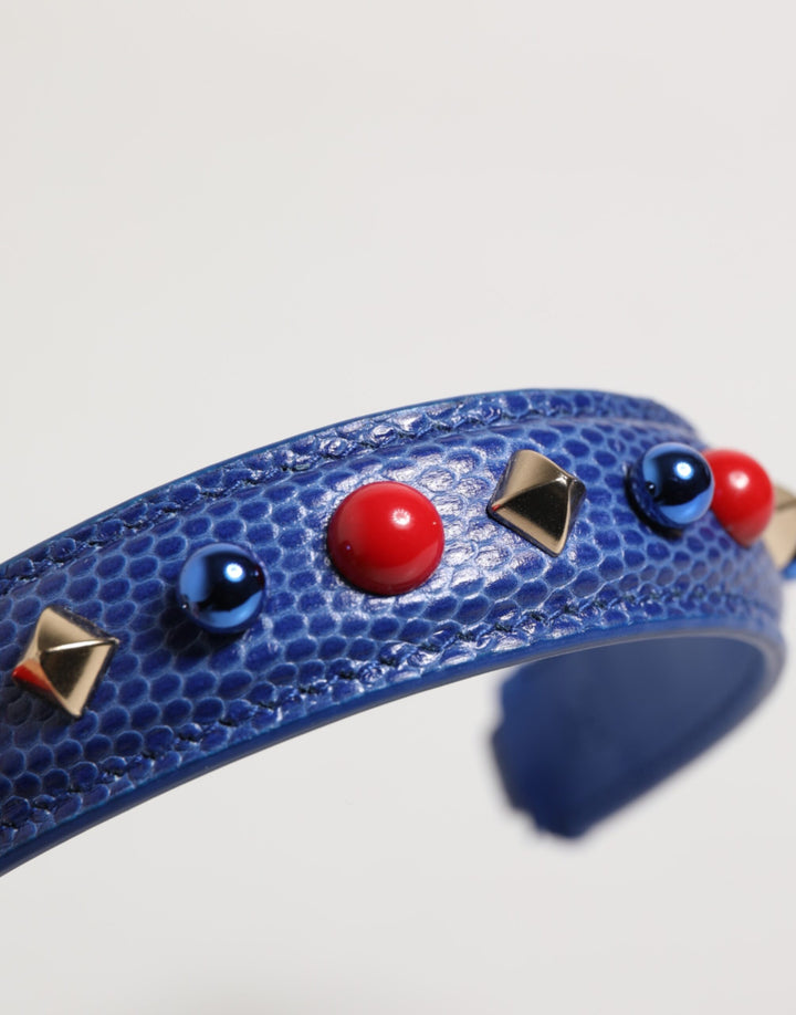 Dolce &amp; Gabbana Blue Embellished Leather Bag Handle Women Shoulder Strap