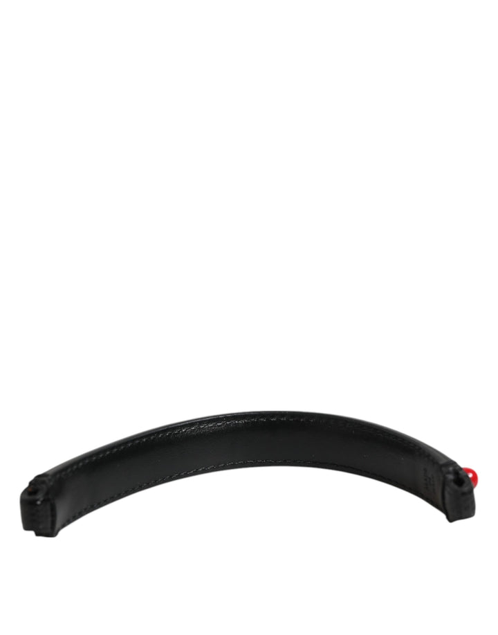 Dolce &amp; Gabbana Black Embellished Leather Bag Handle Women Shoulder Strap