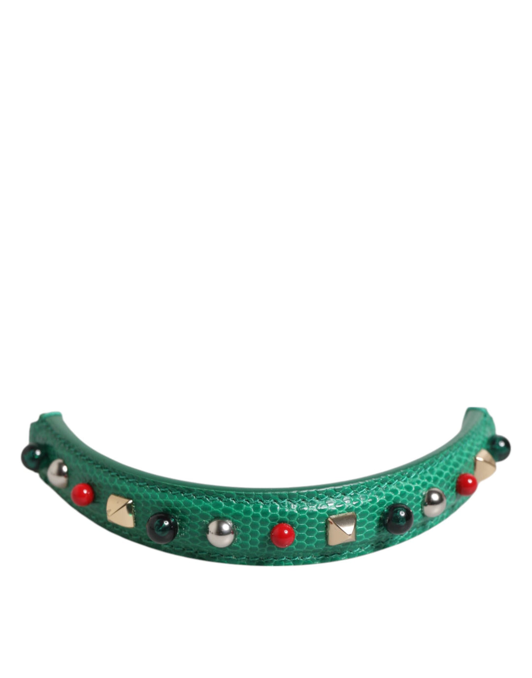 Dolce &amp; Gabbana Green Embellished Leather Bag Handle Women Shoulder Strap