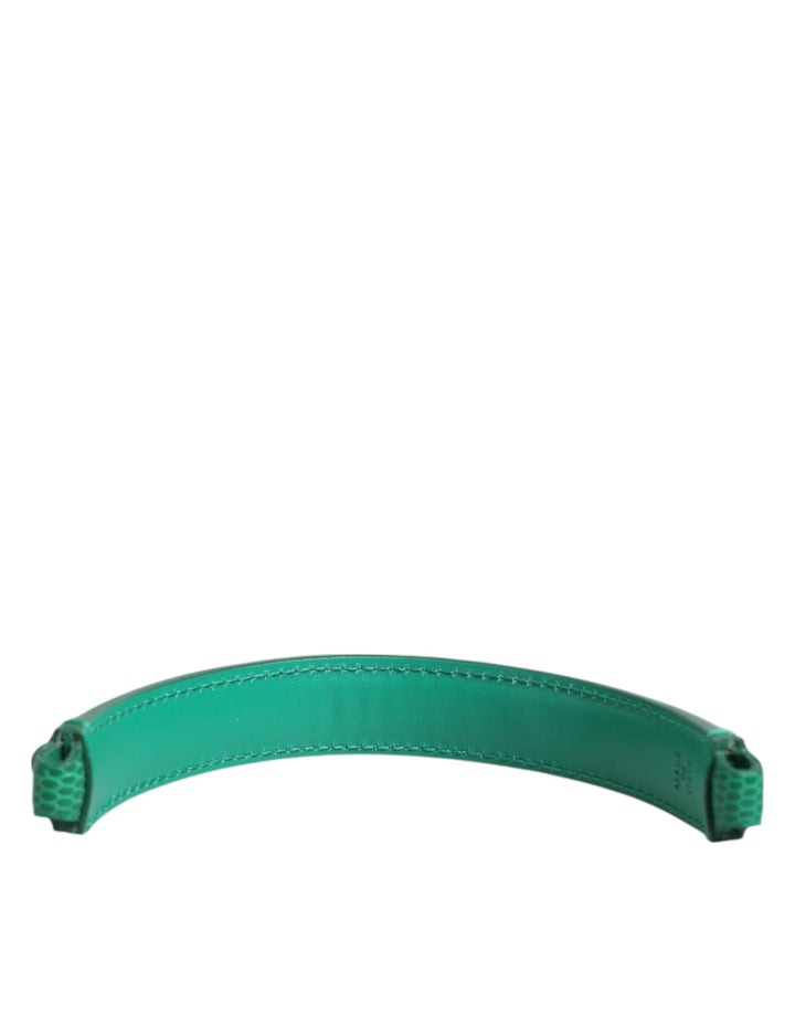 Dolce &amp; Gabbana Green Embellished Leather Bag Handle Women Shoulder Strap