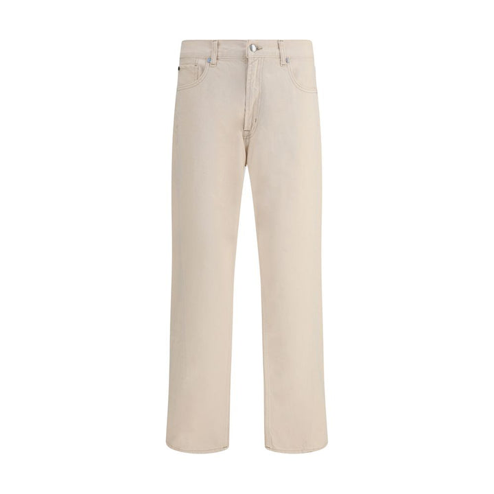 7FOR Beige Cotton Straight-Leg Jeans