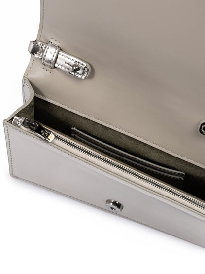 Ferrari Metal Silver GT patent leather bag with chain