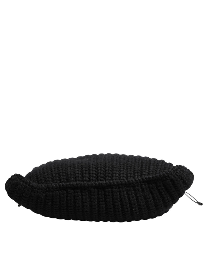 Dolce &amp; Gabbana Black Cashmere Knitted Leather Shoulder Women Borse Bag