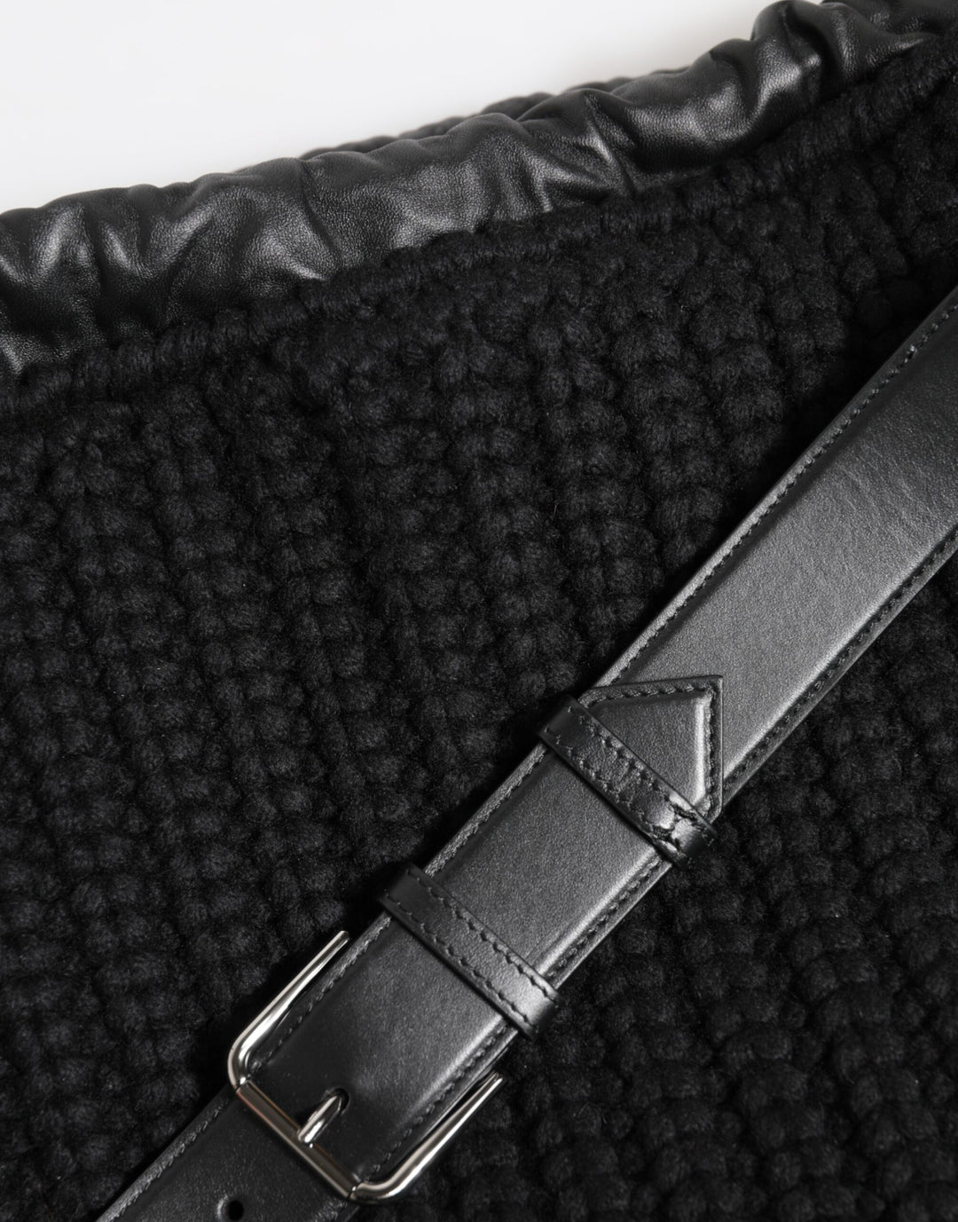 Dolce &amp; Gabbana Black Cashmere Knitted Leather Shoulder Women Borse Bag