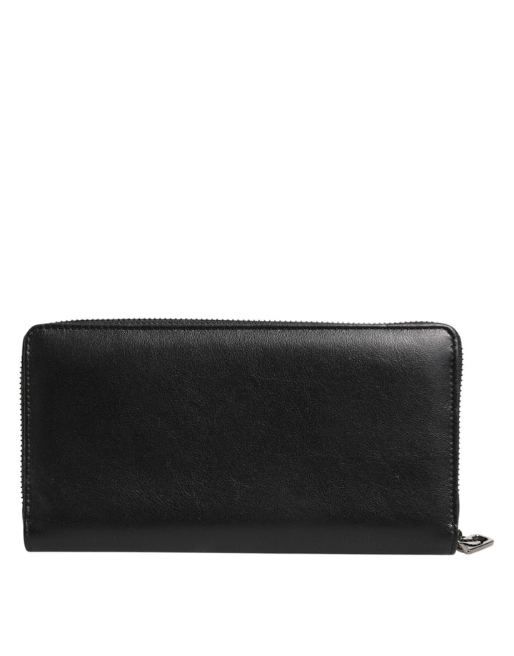 Dolce &amp; Gabbana Black Blue Exotic Leather Men Continental Clutch Wallet