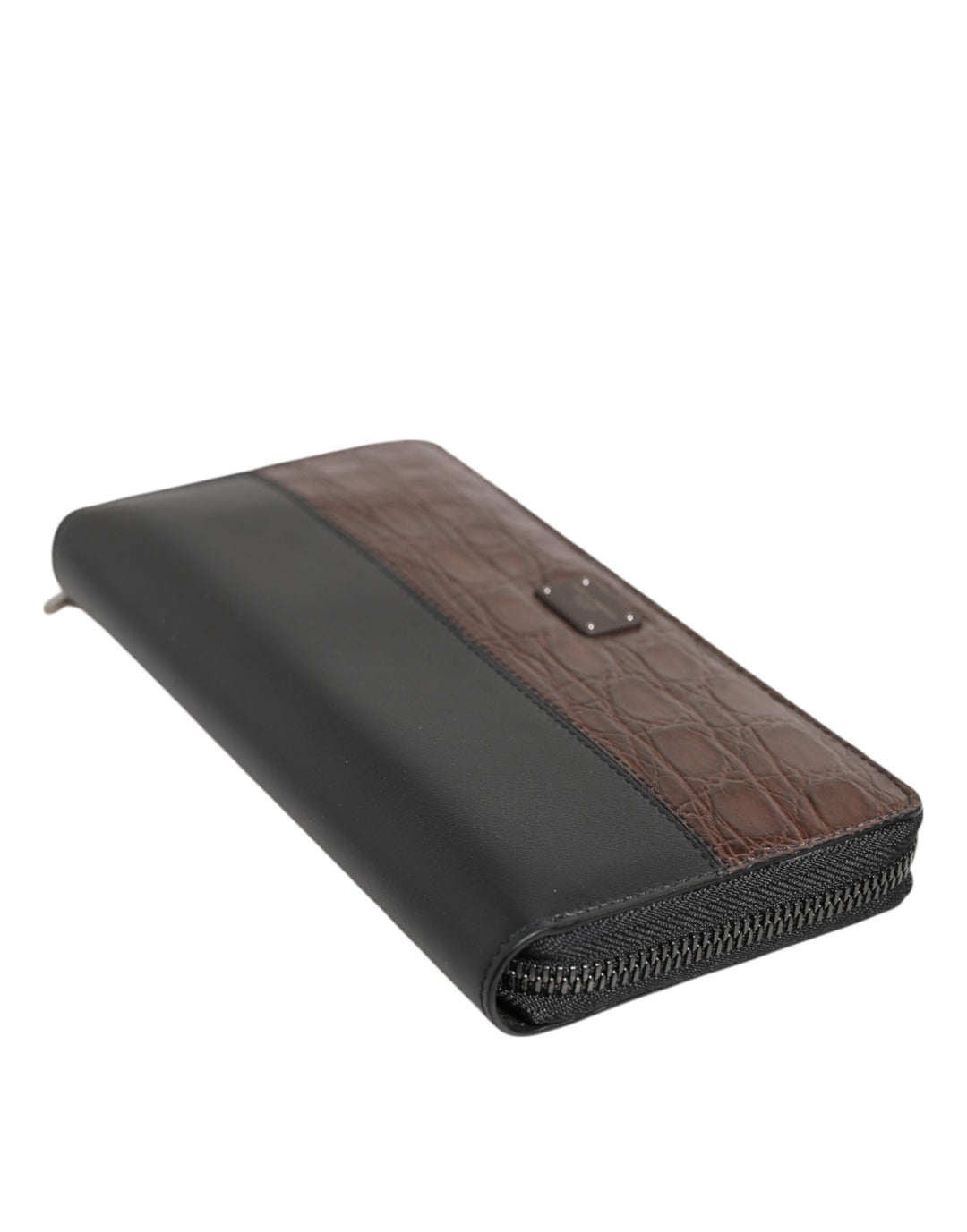 Dolce &amp; Gabbana Black Brown Exotic Leather Men Continental Clutch Wallet