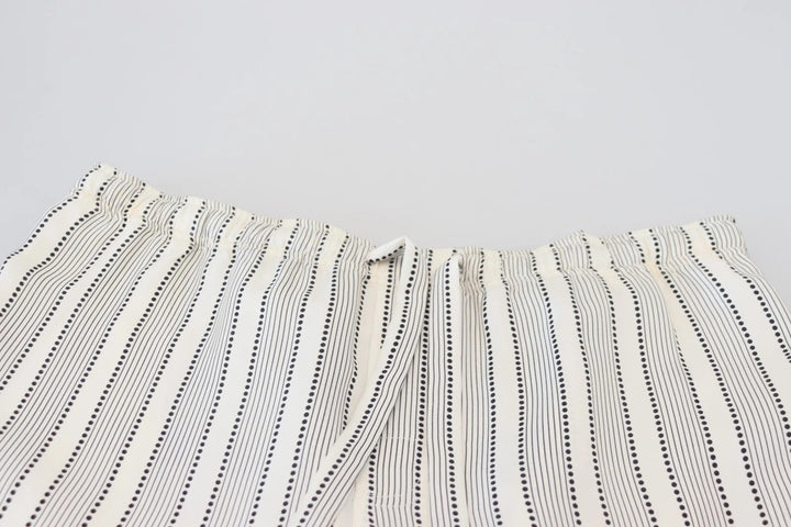 Dolce & Gabbana White Stripes Silk Lounge Trouser Pants