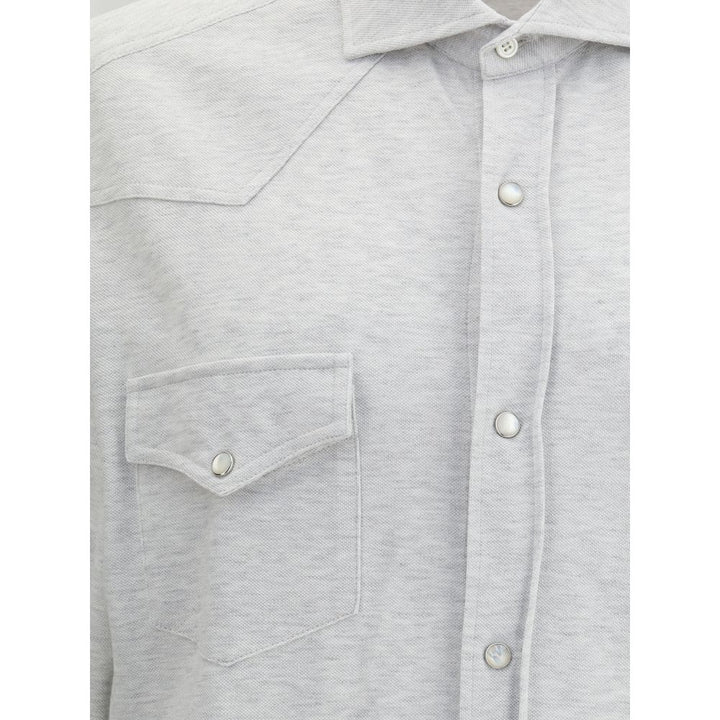 Brunello Cucinelli Gray Denim Shirt