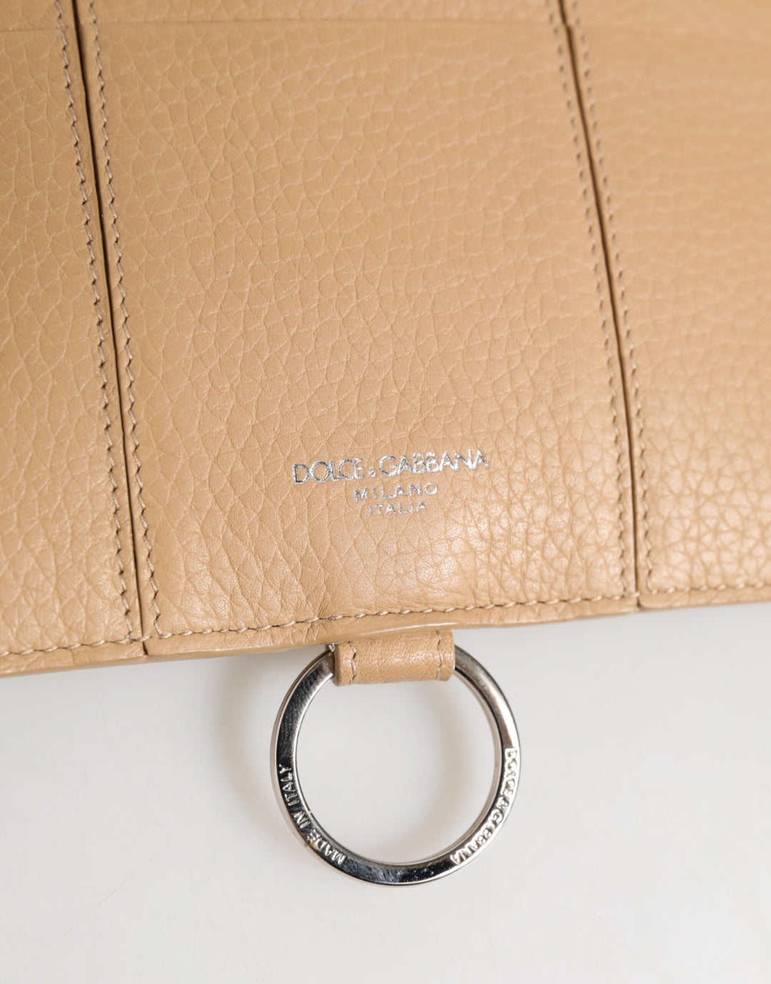 Dolce &amp; Gabbana Beige Calfskin Leather Large Crossbody Card Holder Wallet