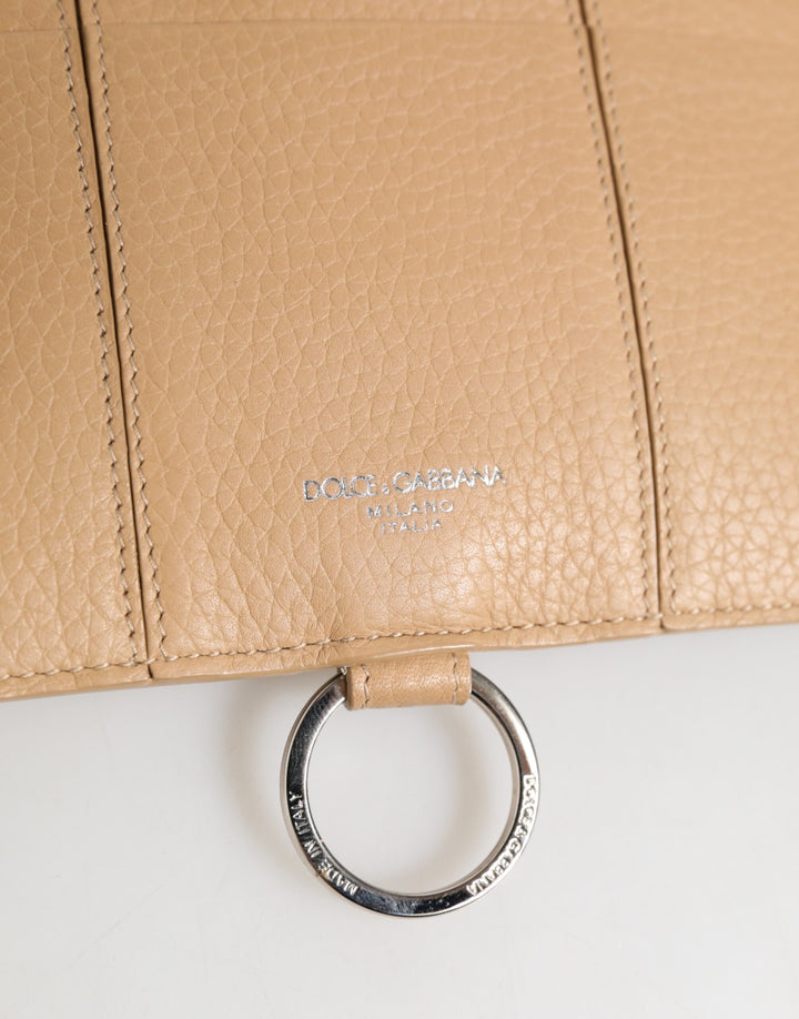 Dolce &amp; Gabbana Beige Calfskin Leather Large Crossbody Card Holder Wallet