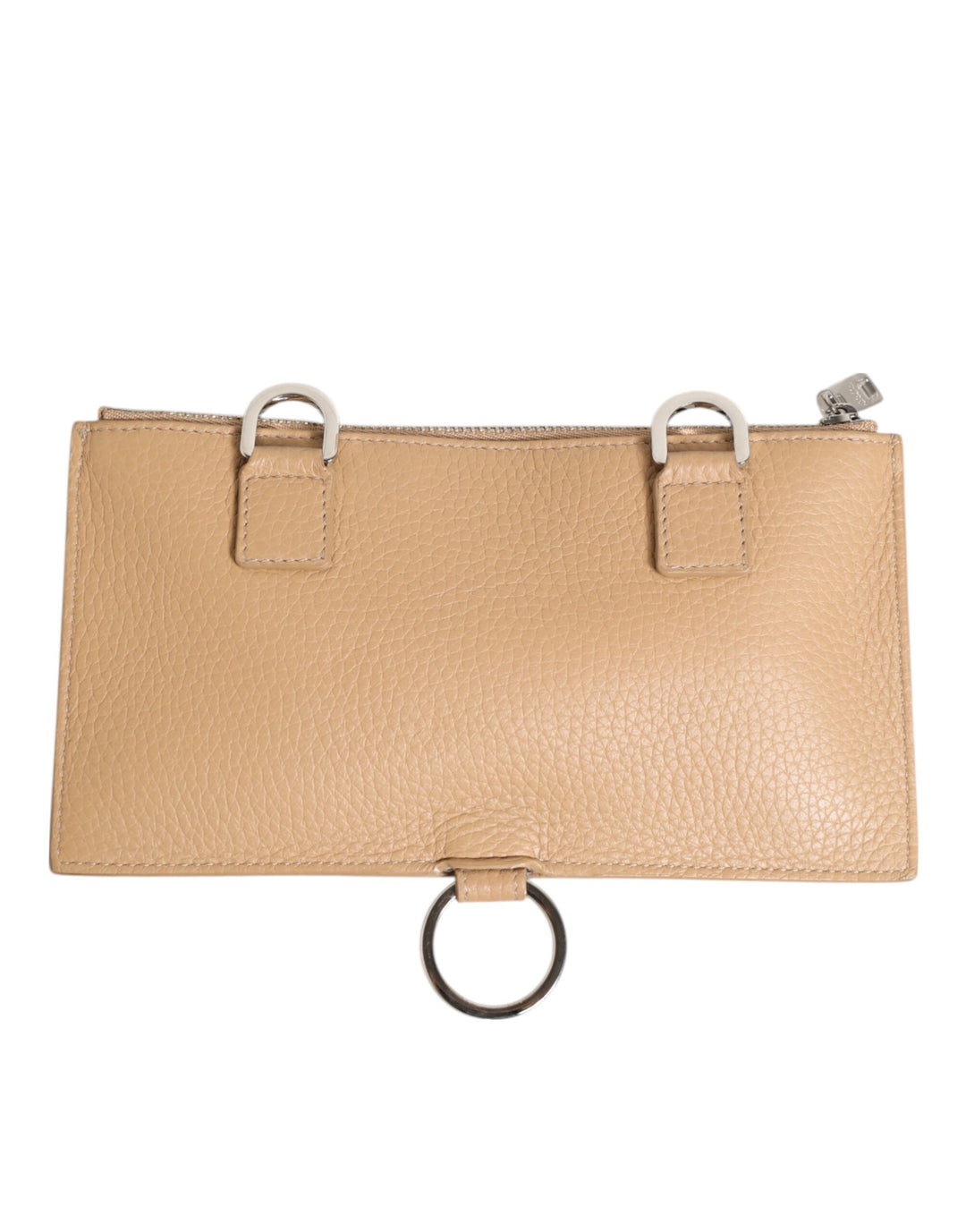Dolce &amp; Gabbana Beige Calfskin Leather Large Crossbody Card Holder Wallet