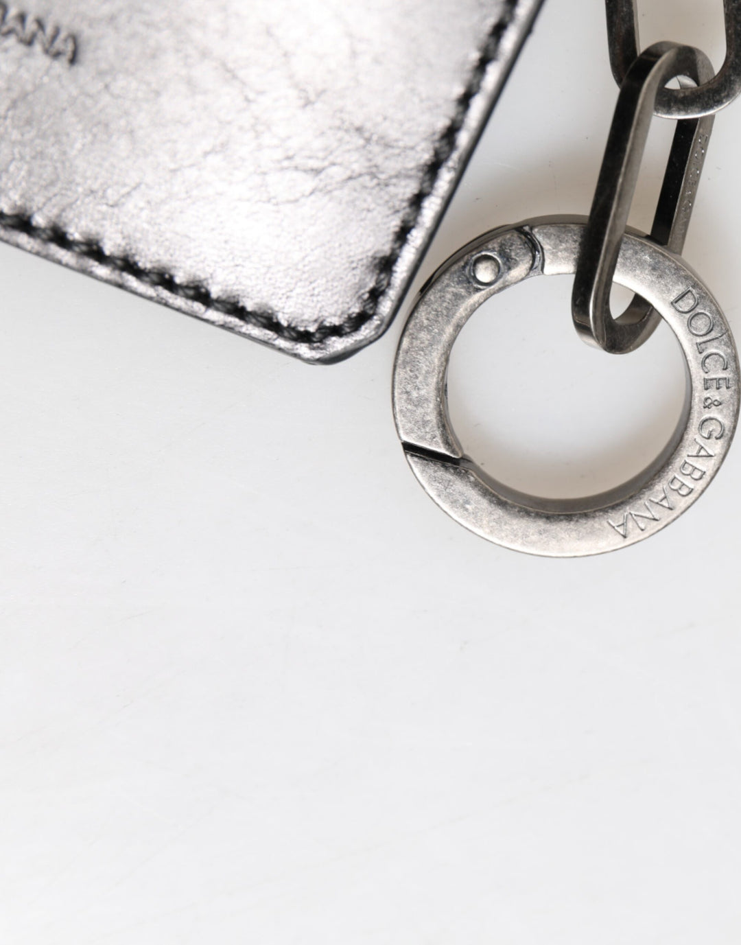 Dolce &amp; Gabbana Wallet Black Leather Logo Embossed Key Chain Card Holder Wallet