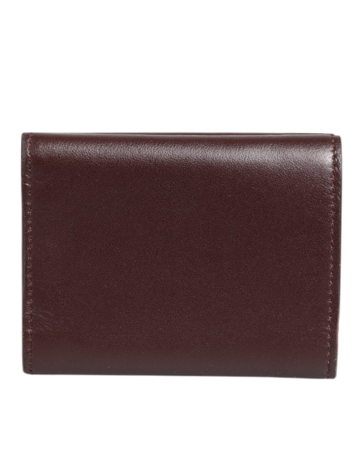 Dolce &amp; Gabbana Leather Embossed Logo Trifold Men Card Holder Dark Brown