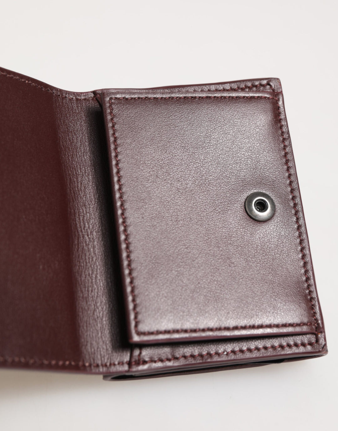 Dolce &amp; Gabbana Leather Embossed Logo Trifold Men Card Holder Dark Brown