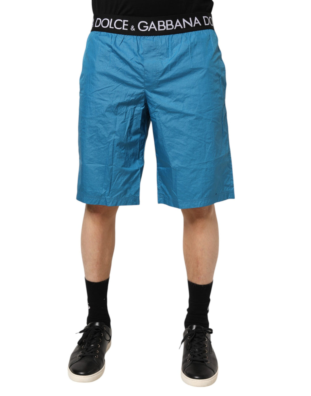Dolce &amp; Gabbana Blue Logo Waistband Beachwear Shorts Swimwear