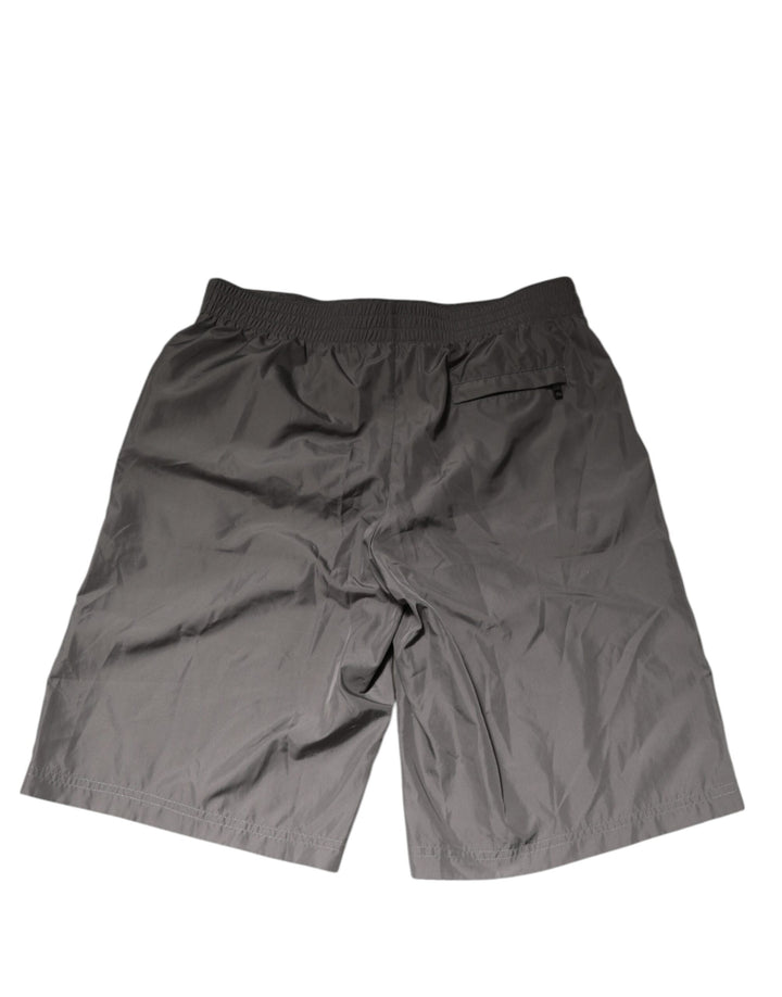 Dolce &amp; Gabbana Light Gray Nylon Elastic Waist Shorts Swimwear