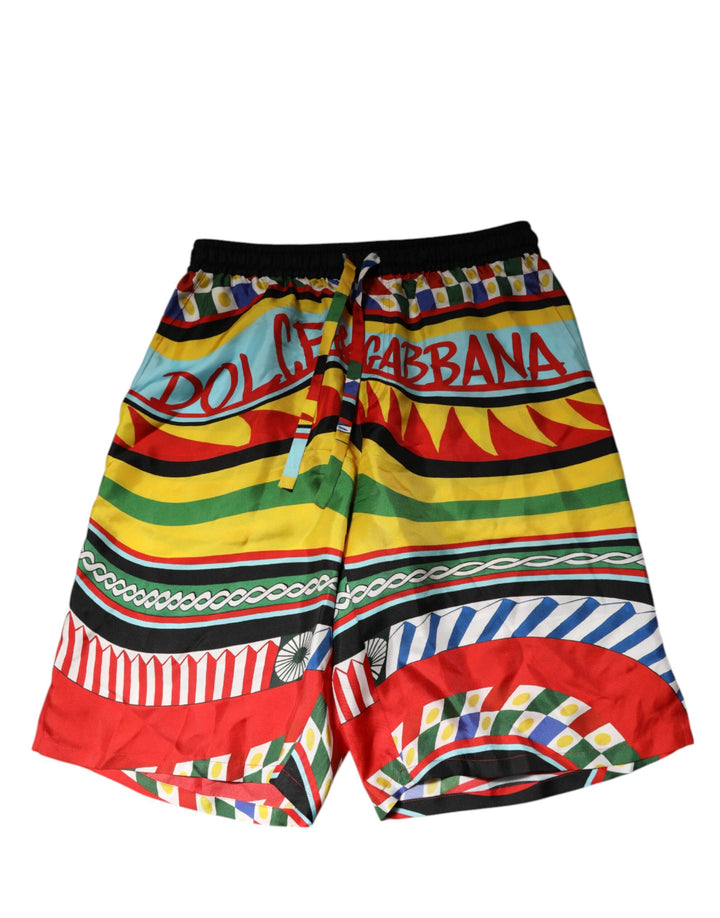 Dolce &amp; Gabbana Multicolor Sicilian Carretto Shorts Swimwear