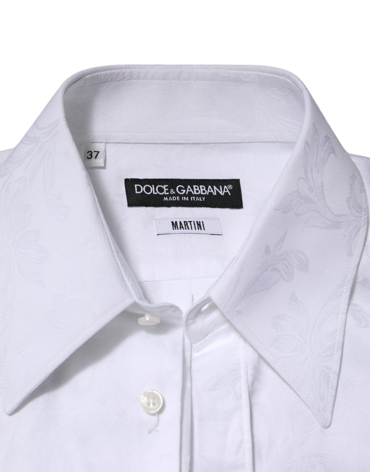 Dolce &amp; Gabbana White Cotton MARTINI Paisley Jacquard Shirt