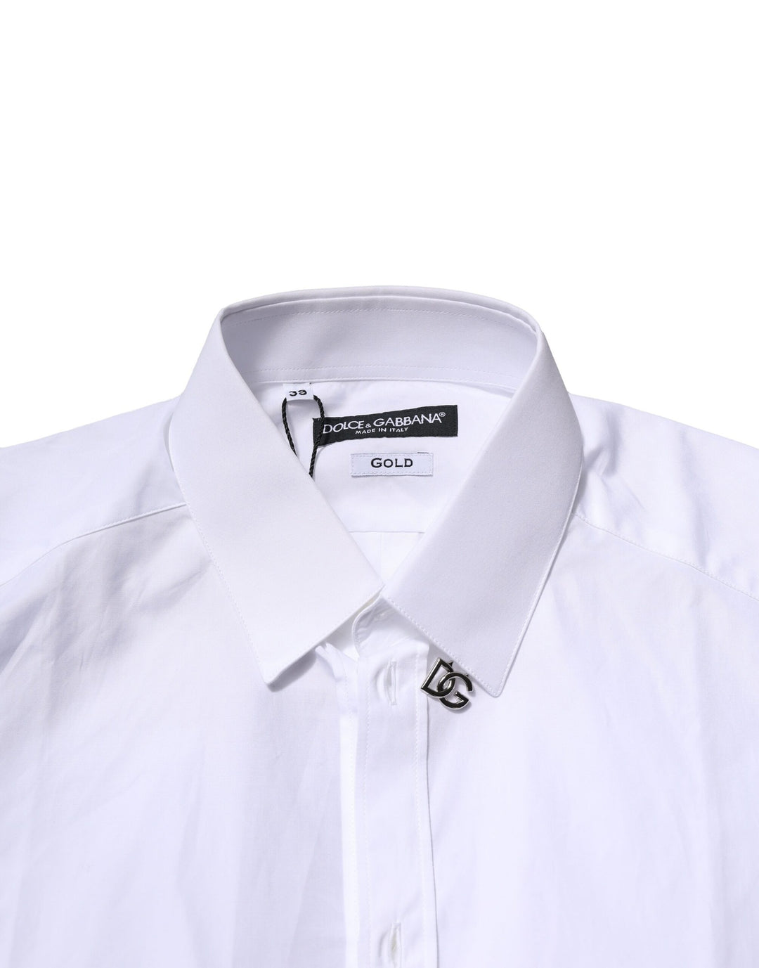 Dolce &amp; Gabbana White Cotton GOLD Long Sleeves Formal Shirt
