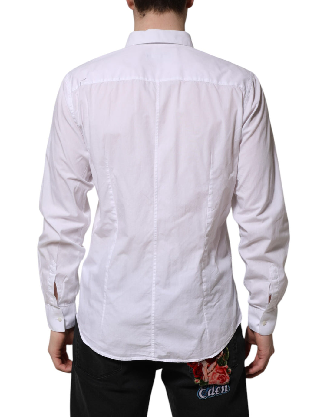 Dolce &amp; Gabbana White Cotton STAFF Long Sleeves Forma Shirt
