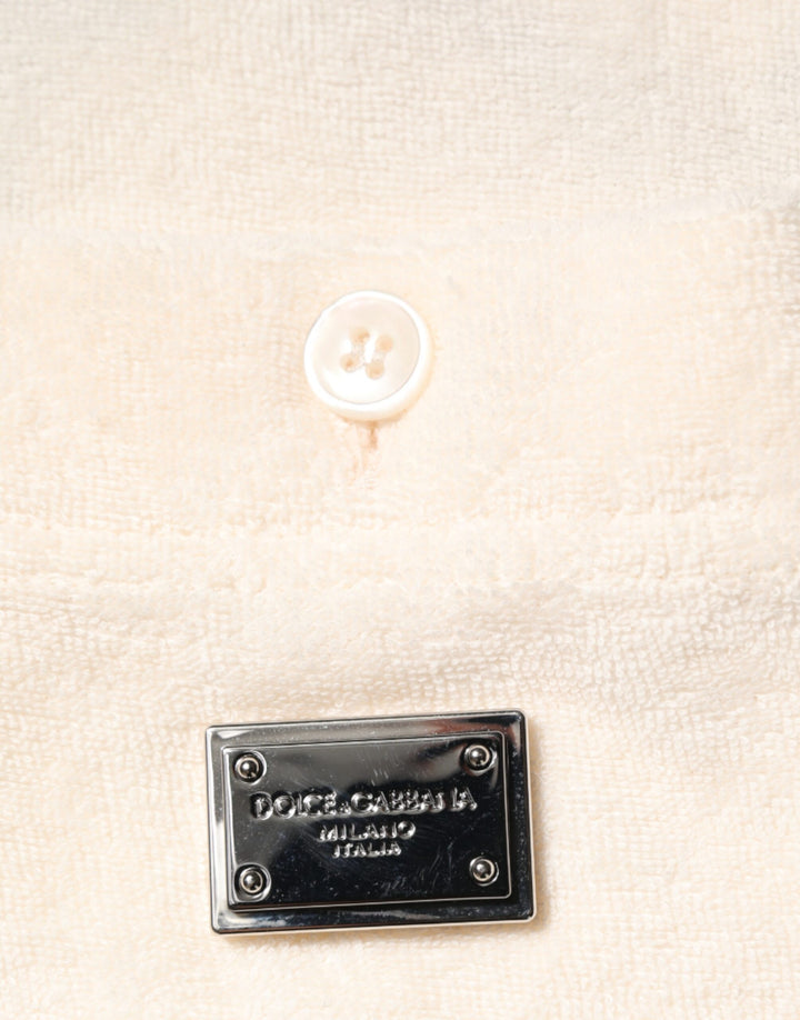 Dolce &amp; Gabbana Ivory Cotton Terry Logo Pocket Polo T-shirt