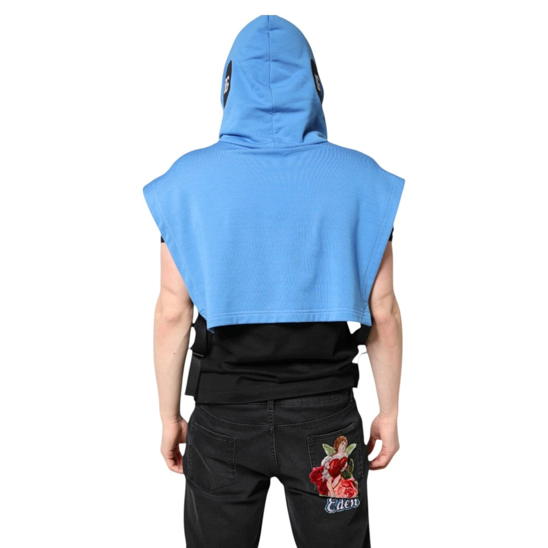 Dolce &amp; Gabbana Blue Cotton Hooded Men Sportswear One Size Vest