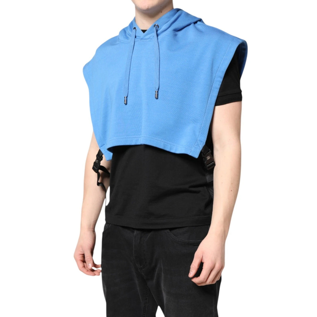 Dolce &amp; Gabbana Blue Cotton Hooded Men Sportswear One Size Vest