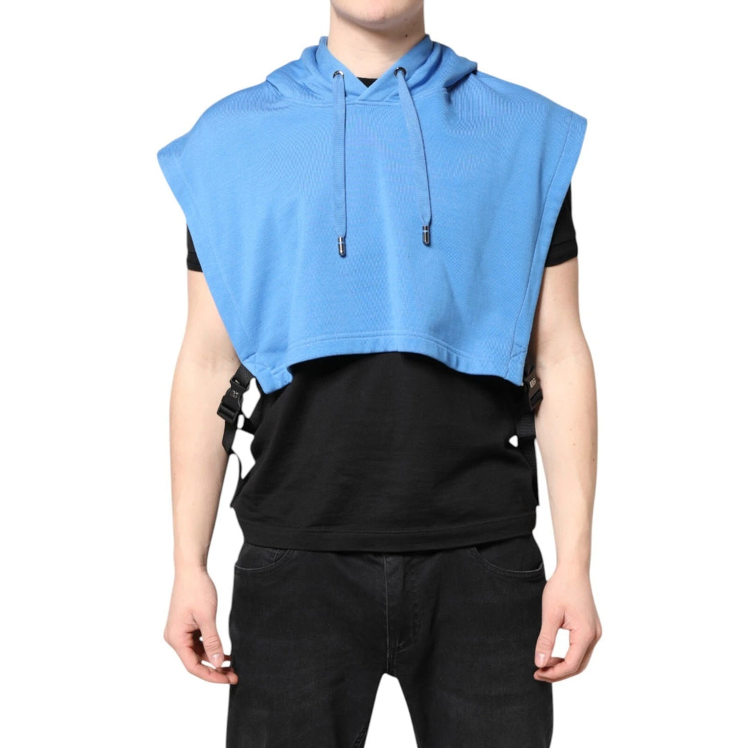 Dolce &amp; Gabbana Blue Cotton Hooded Men Sportswear One Size Vest