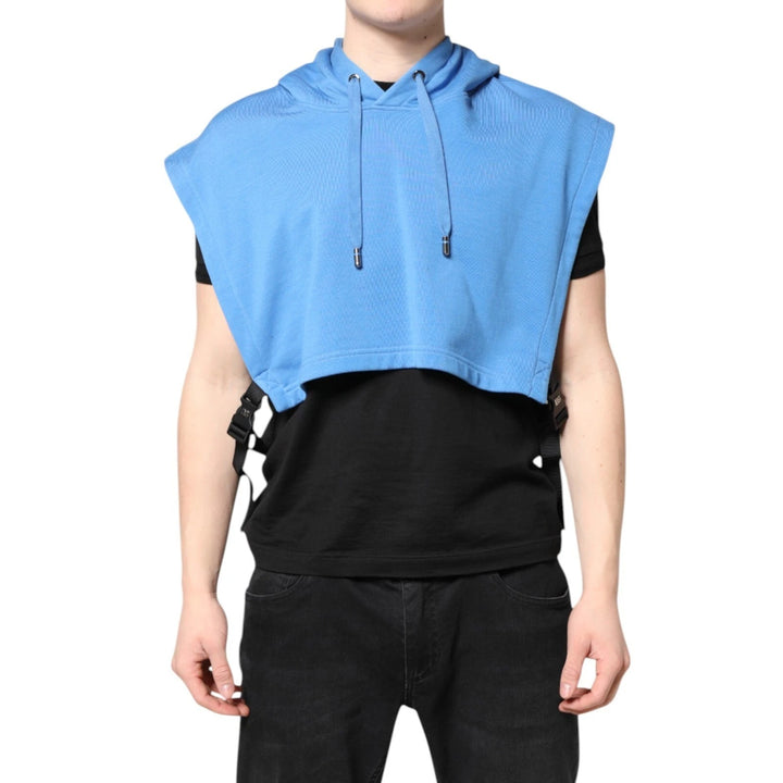 Dolce &amp; Gabbana Blue Cotton Hooded Men Sportswear One Size Vest