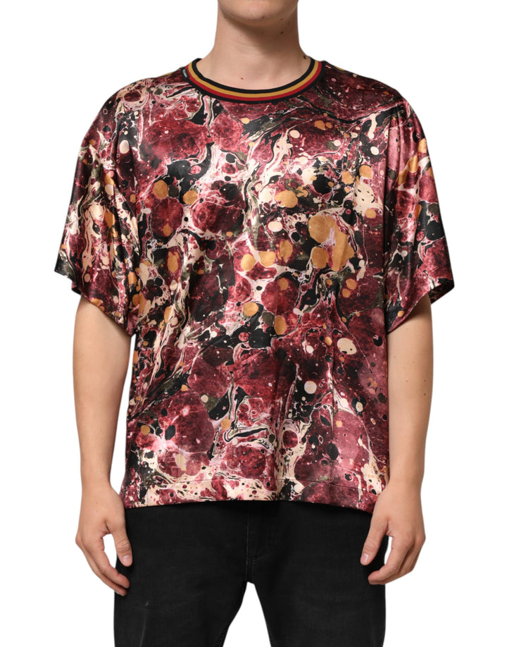 Dolce &amp; Gabbana Multicolor Polyester Marble Print Oversize T-shirt