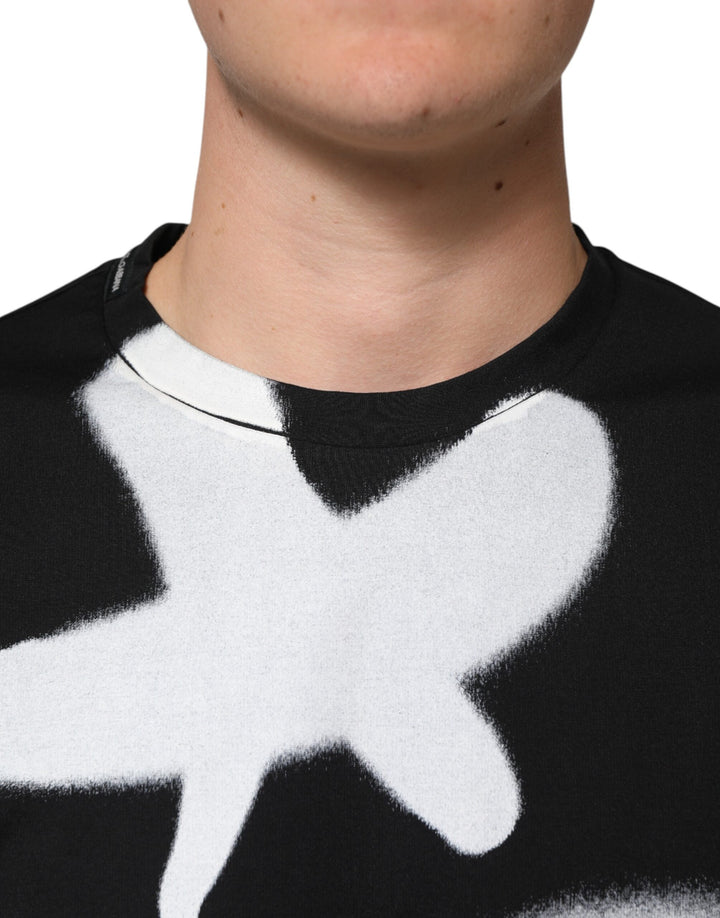 Dolce &amp; Gabbana Black Cotton DG Logo Graffiti Short Sleeve T-shirt