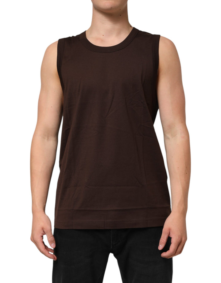 Dolce &amp; Gabbana Brown Cotton Sleeveless Underwear Men Tank Top
