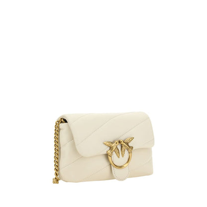 PINKO White Calf Leather Bos Taurus Shoulder Bag