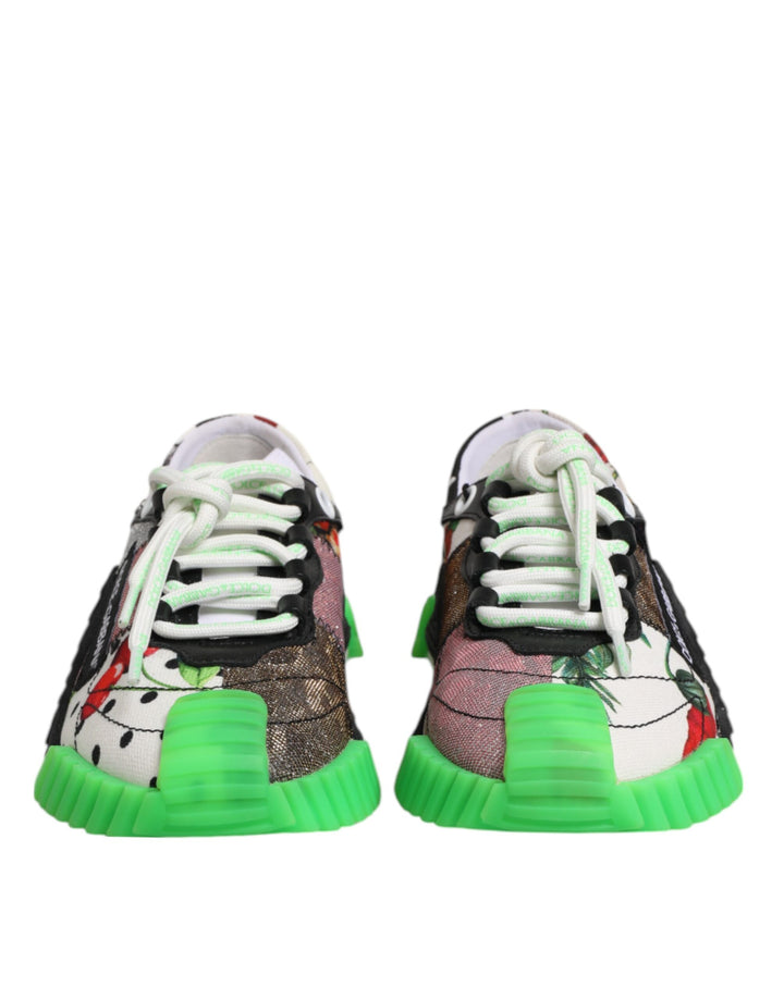 Dolce &amp; Gabbana Multicolor DG Logo Leopard Cherry Sneaker Shoes