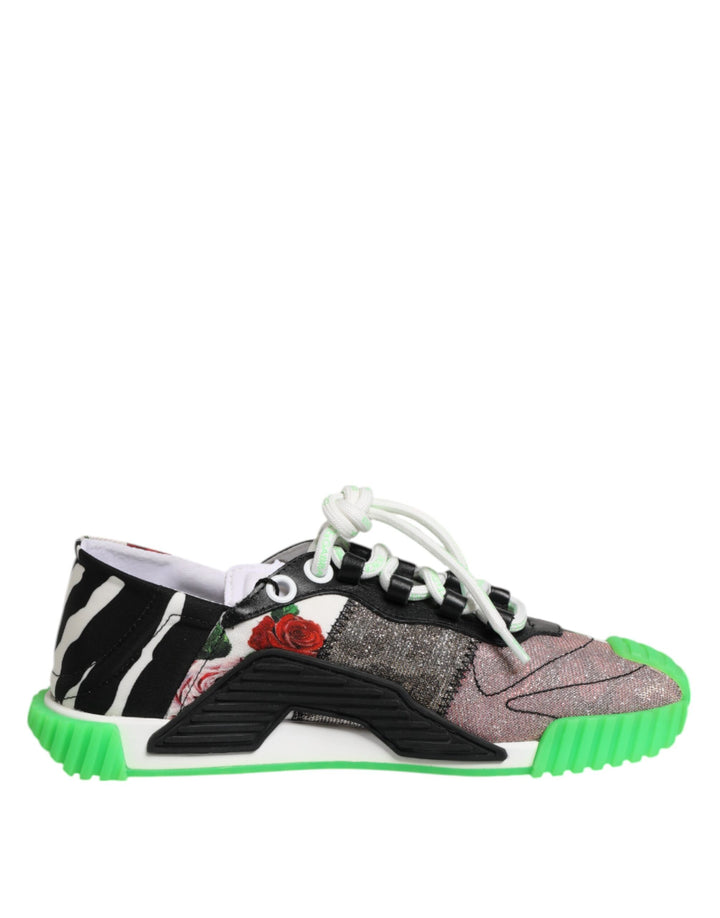 Dolce &amp; Gabbana Multicolor DG Logo Leopard Cherry Sneaker Shoes