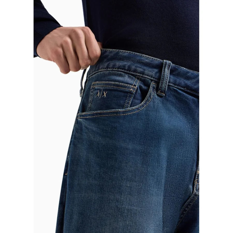 Armani Exchange Blue Cotton Skinny Jeans