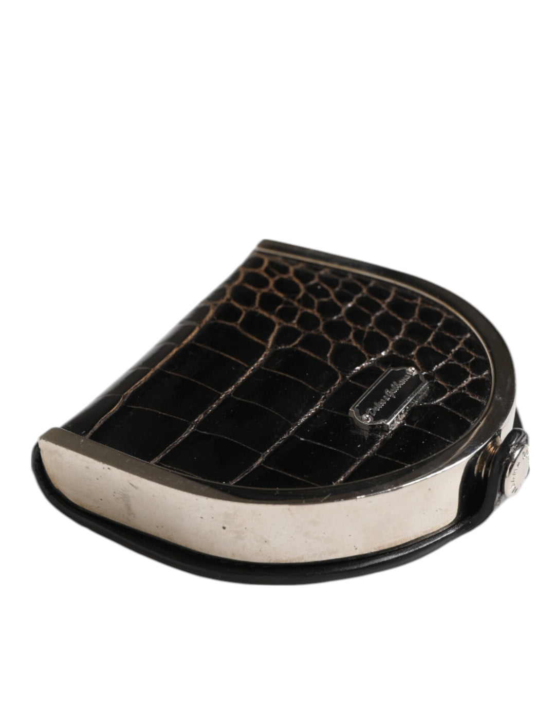 Dolce &amp; Gabbana Black Polished Crocodile Leather Mens Coin Purse Wallet